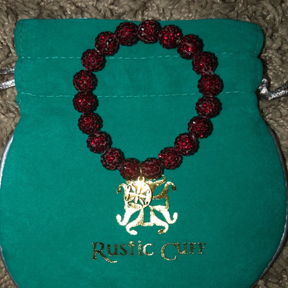 Rustic Cuff Dark Red Sparkly Bracelet